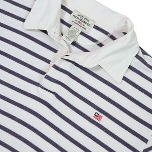 Vintage Polo Jeans Co Ralph Lauren Rugby Shirt Mens XL White Navy Striped Flag